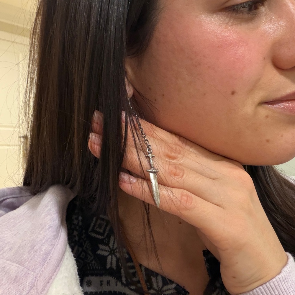 Hellhound Dagger Chain Earrings